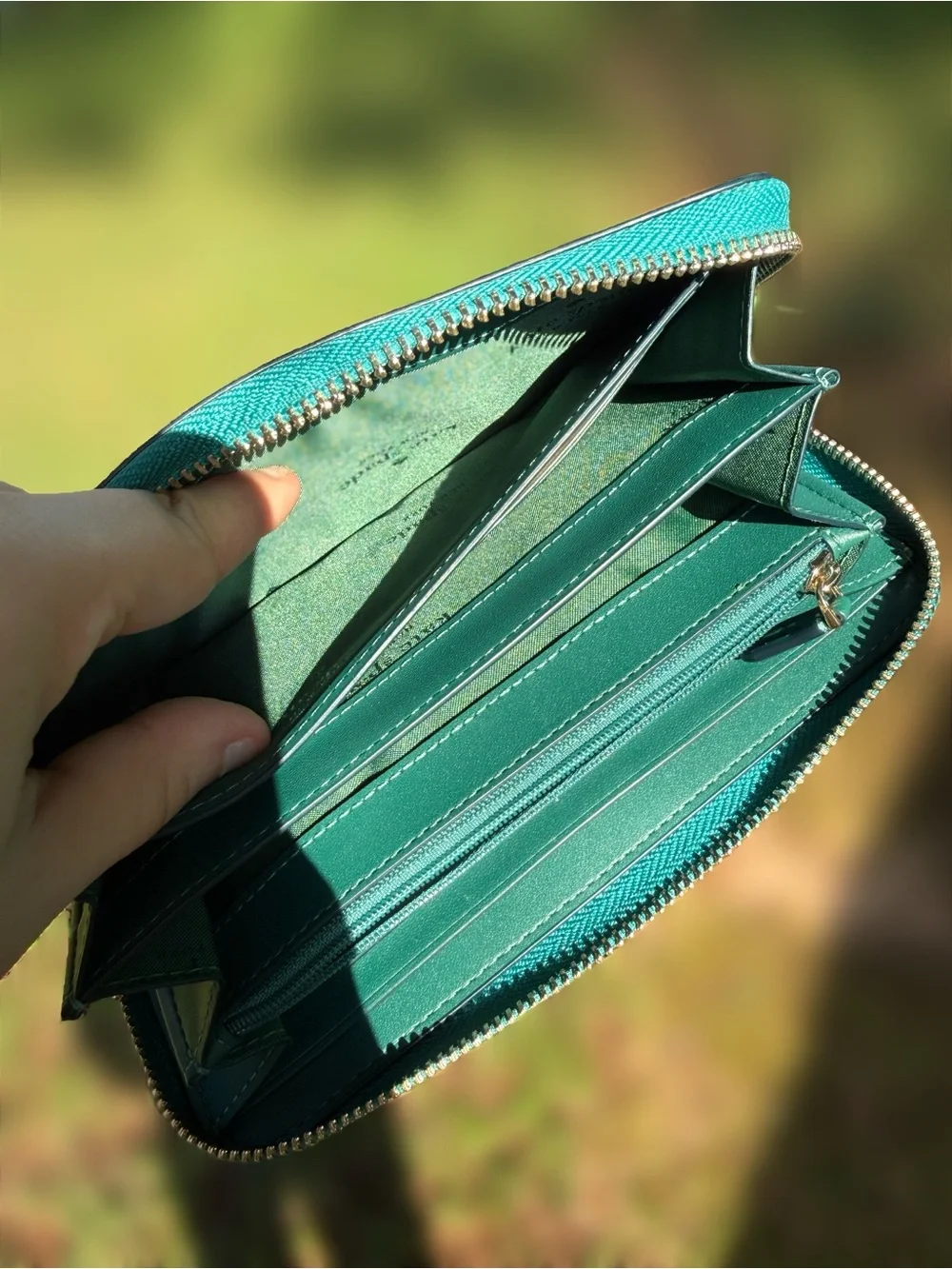 kate spade Teal Glitter Zip Wallet